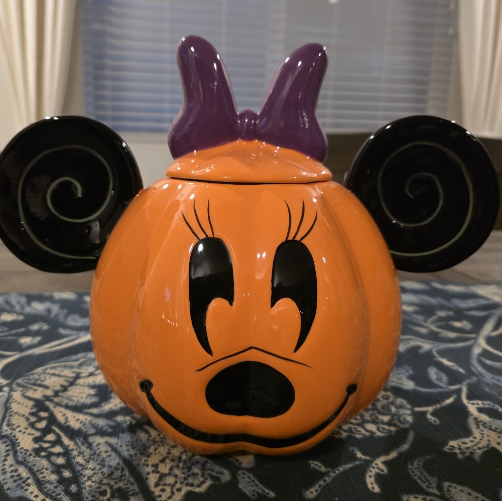 Disney Orange and Black Pumpkin with Purple Bow